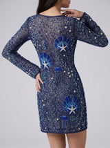 Coralie Sheer Navy Mini Dress