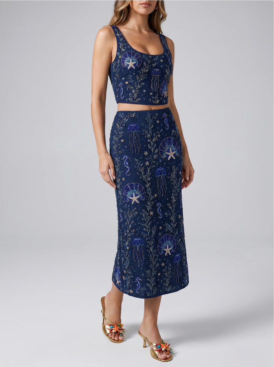 Reya Co-ord Top in Navy