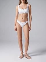 Aaliyah Hand Beaded Crystals Bikini Top White