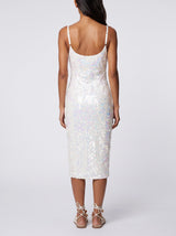 Sienna White Sequin Luxury Midi Dress