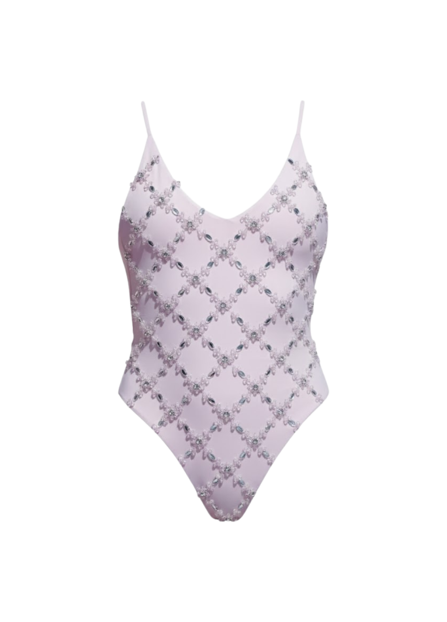 Rose Elegant High Cut Leg Swimsuit in Pink