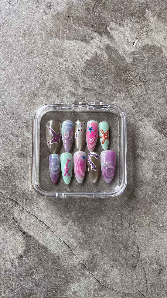 The Celeste Set Press on Custom Nails - Oceanus Swimwear