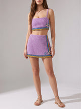 Monni Co-ord Purple Hand Embroidered Crystal Skirt