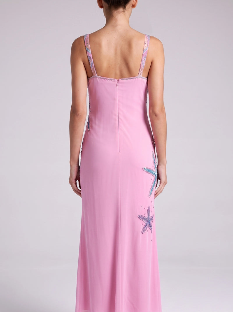 Crescent Shell Pink Long Dress in Stock