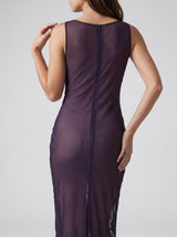 Coraline Black Purple Sheer Maxi Dress