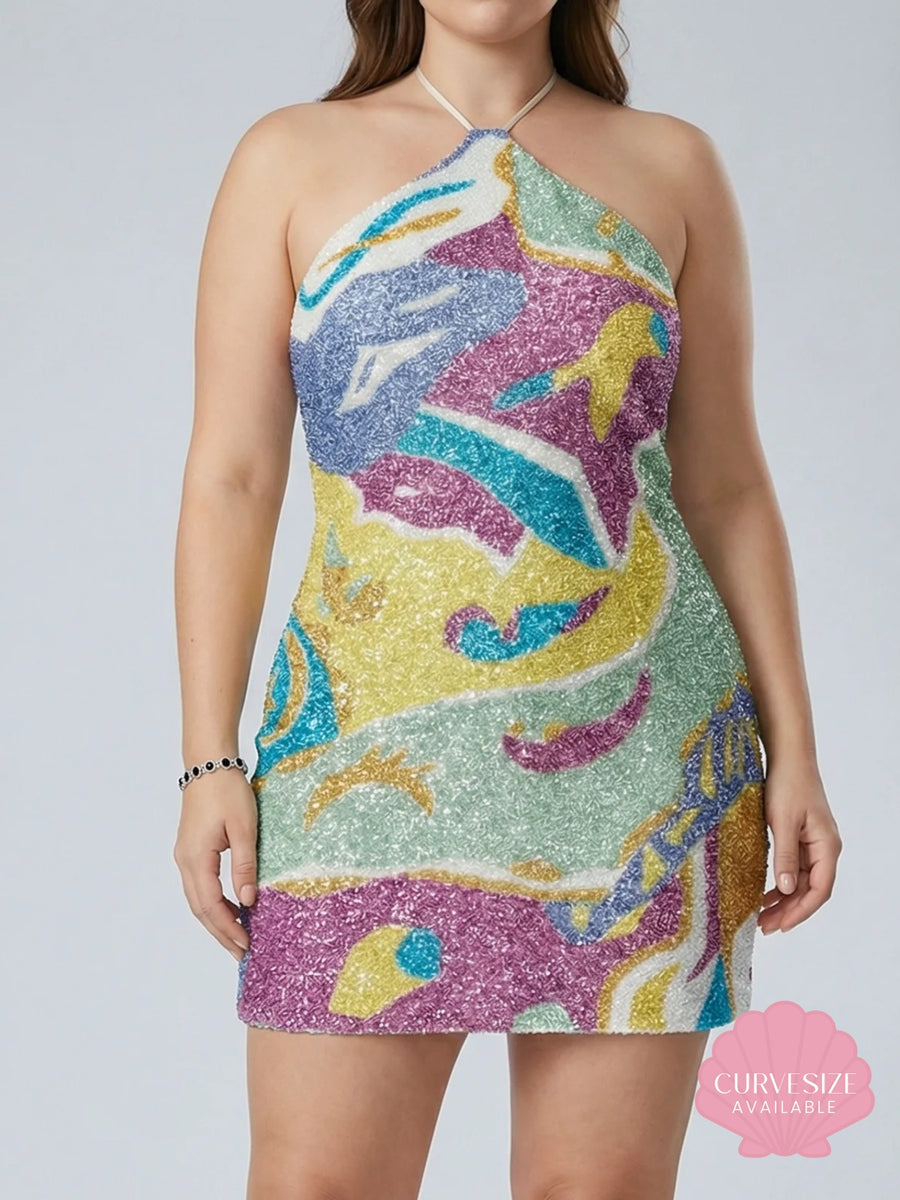 Paradise Mosaic Beaded Mini Dress