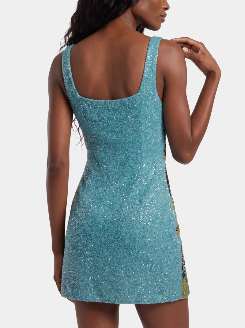 Aqua Savannah Safari Embellished Dress