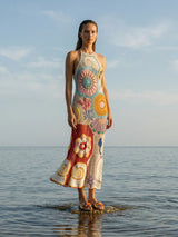 Kaia Crochet Coral Multi Maxi Dress