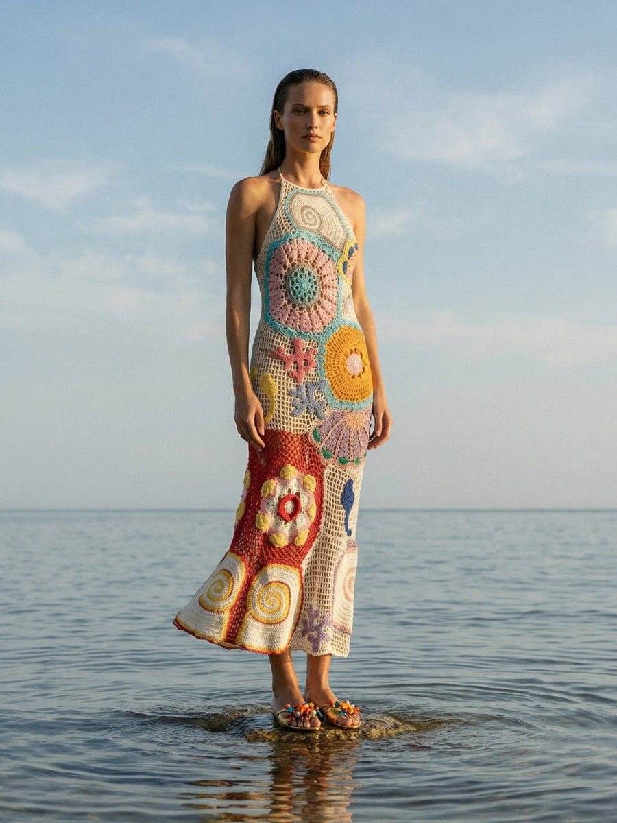 Shop Kaia Crochet Coral Multi Maxi Dress