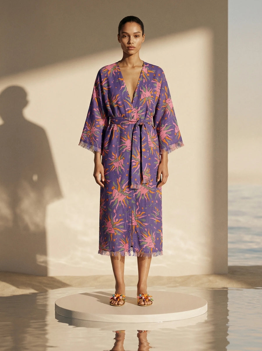 Kimono Blue Face Flower