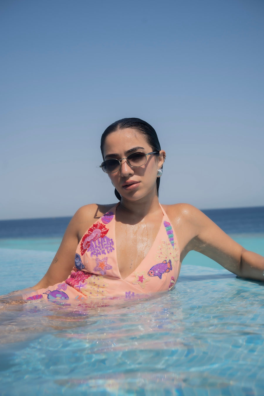 Oceanus x The Red Sea نور Noor Swimsuit in Coral