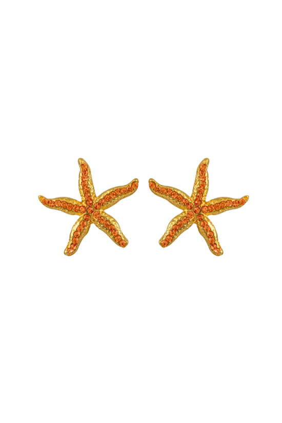 Marina's Golden Starfish Crystal Earrings Daphne x Oceanus