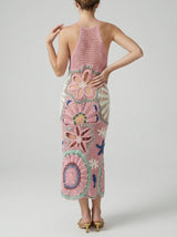 Pearl Halter Crochet Maxi Dress Multi Coloured