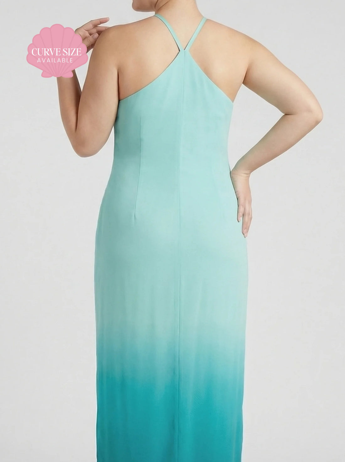Curve Dolphin Teal Hand Beaded Maxi Dress