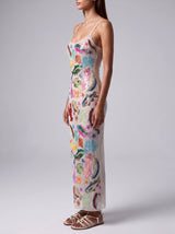 Arizona White Long Dress Maxi Thin strap Sheer