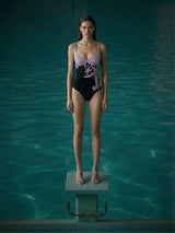 Selene Sea Shell Swimsuit in Black Pink shell bust