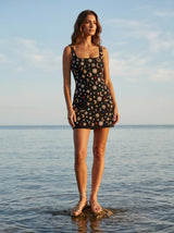 Celestial Tide Black Mini Dress
