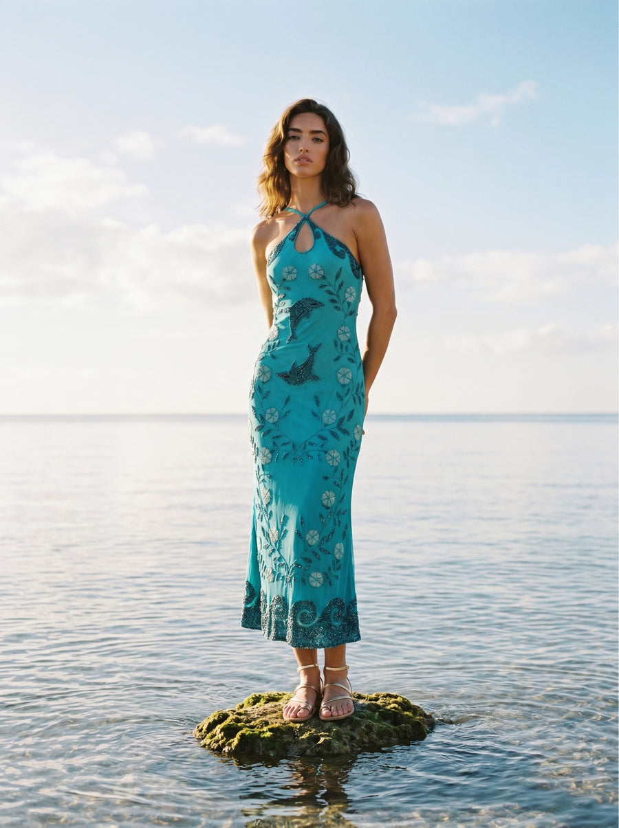 Dolphin Halterneck Maxi Dress