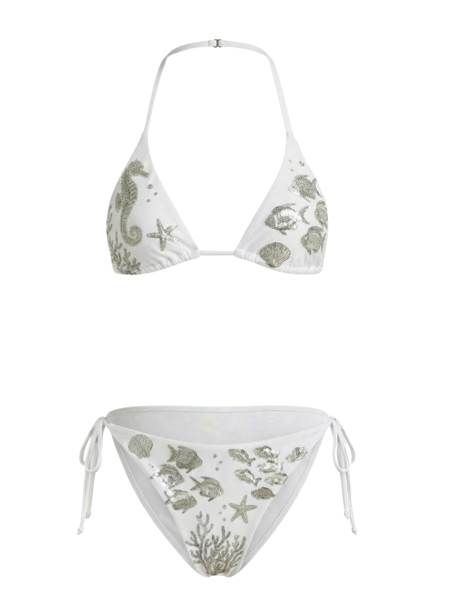Coraline Embellished Triangle Bikini Top