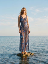 Coralie Sheer Maxi Dress in Navy