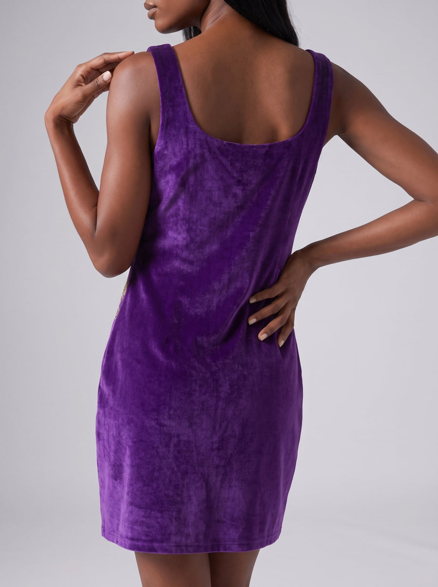 Coral Purple Velvet Mini Dress