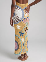 Pearl Halter Crochet Maxi Dress Multi Coloured