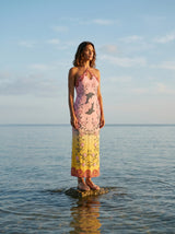 Dolphin Sunset Ombré Hand Beaded Maxi Dress