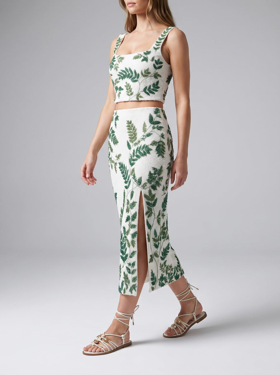 Green Leaf Co-ord Long Dress