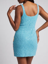 Adeline Coral Hand Beaded Blue Mini Dress