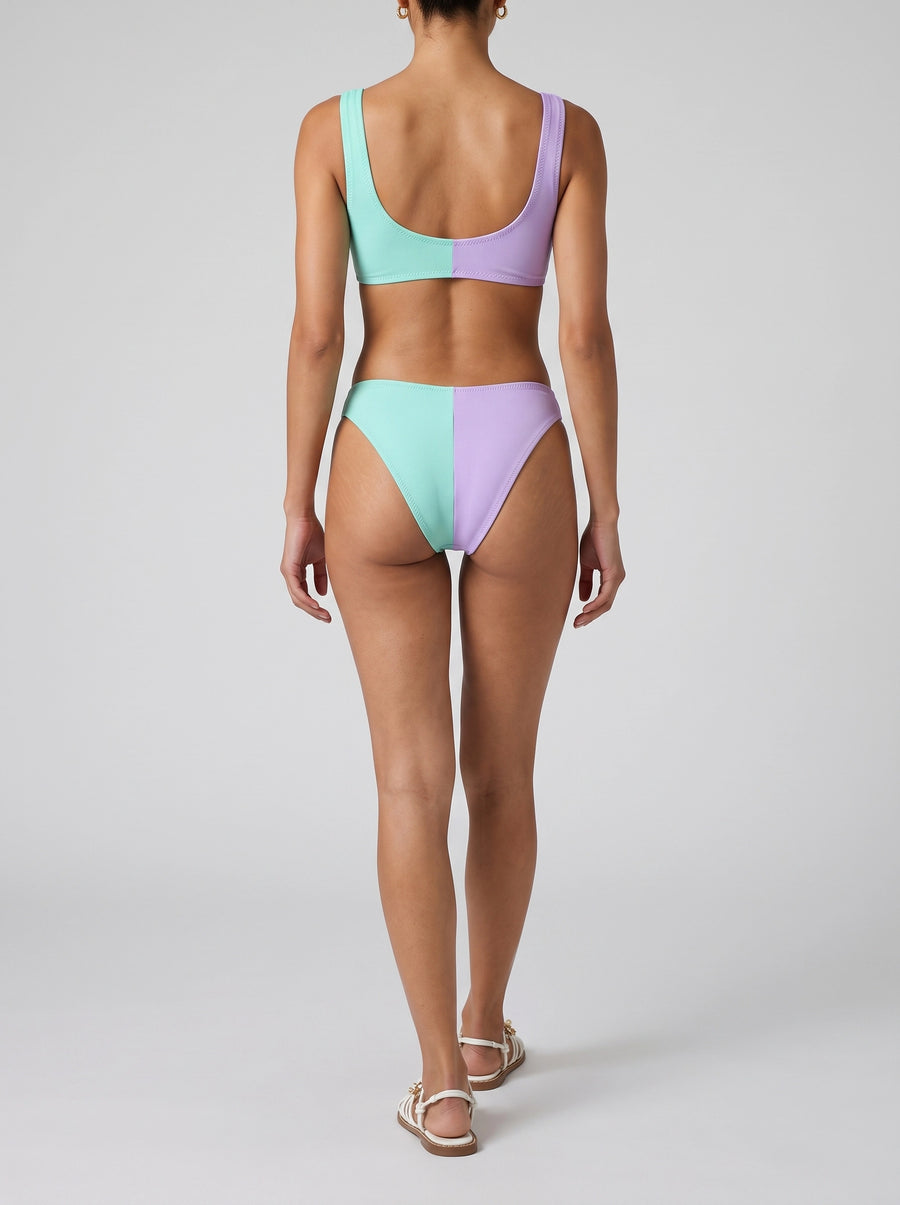 Luna Two-Tone Floral Embellished Bikini Bottom