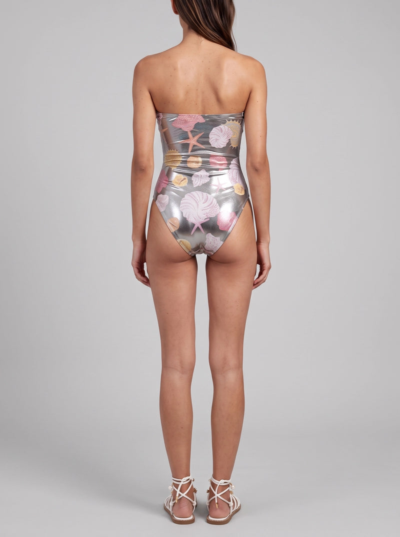 Strapless Swimsuit Shell Starfish Silver with Hole