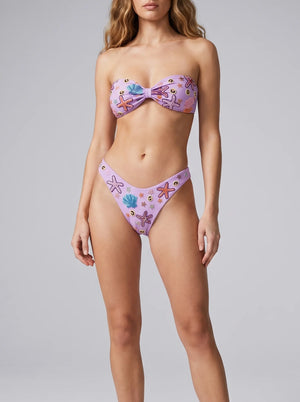 Quinn Embellished Slip On Bikini Bottoms Lilac