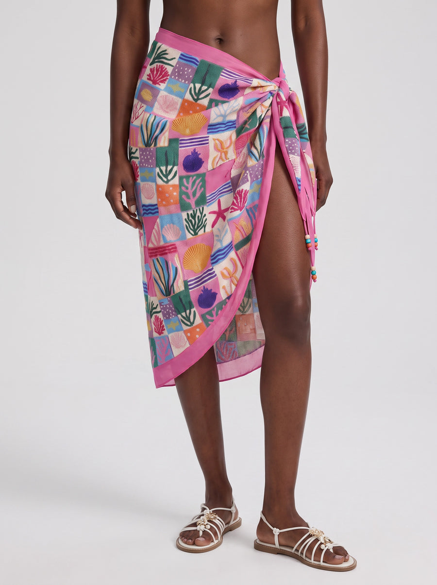 Starfish Mosaic Basic Pink Midi Sarong