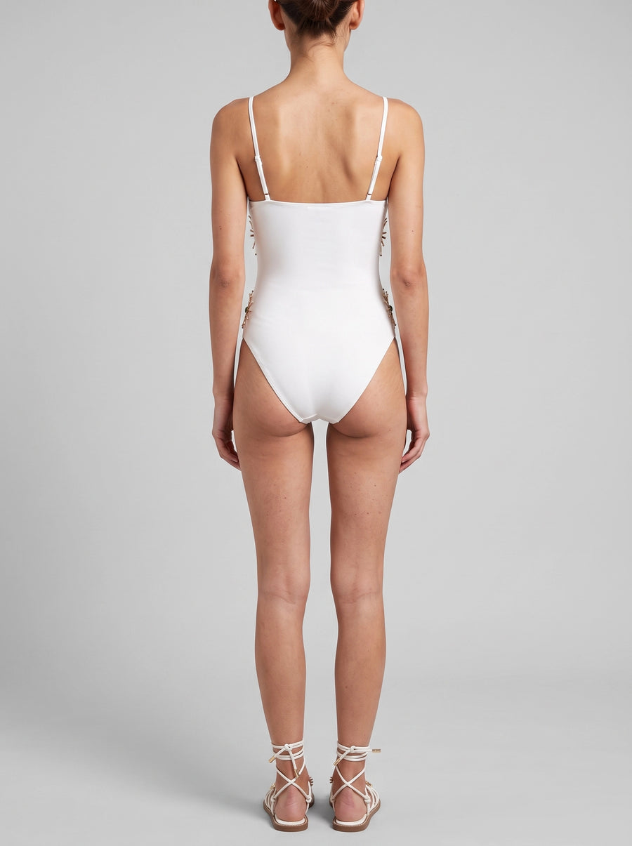 Dolly Two Strap Retro Swimsuit White