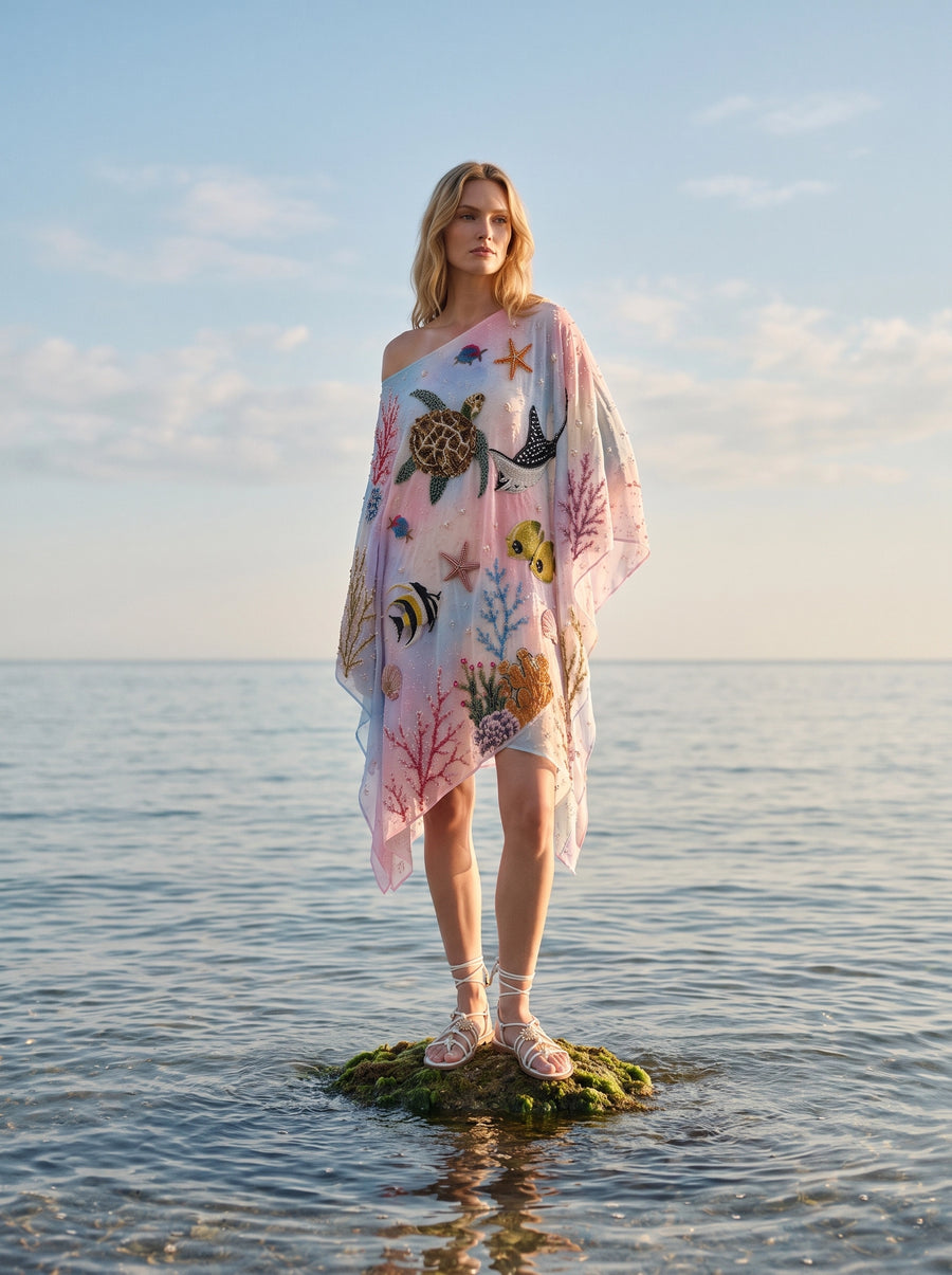 Sea Fantasy Pastel Multi Color Kaftan