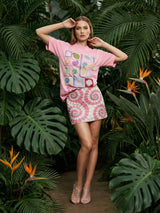 Plage Pink Tee Beaded Tshirt