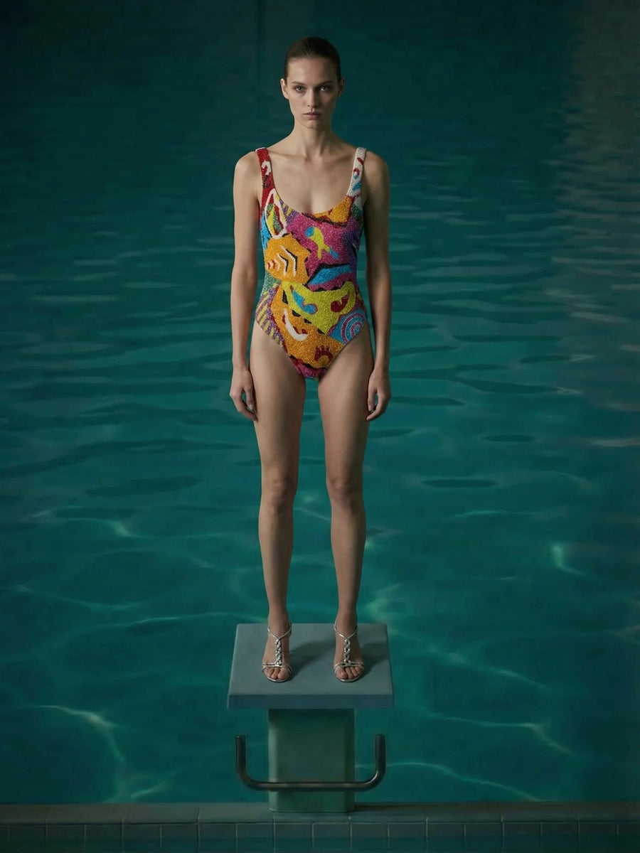 Boston Beaded Swimsuit Multi Colour in Stock