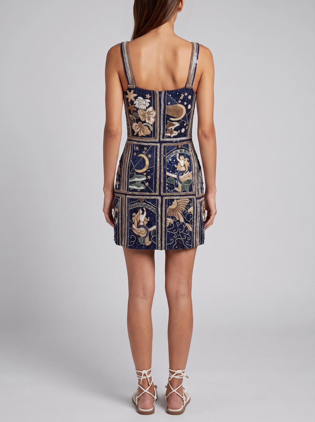 Talia Hand Beaded Navy Crystal Party Dress