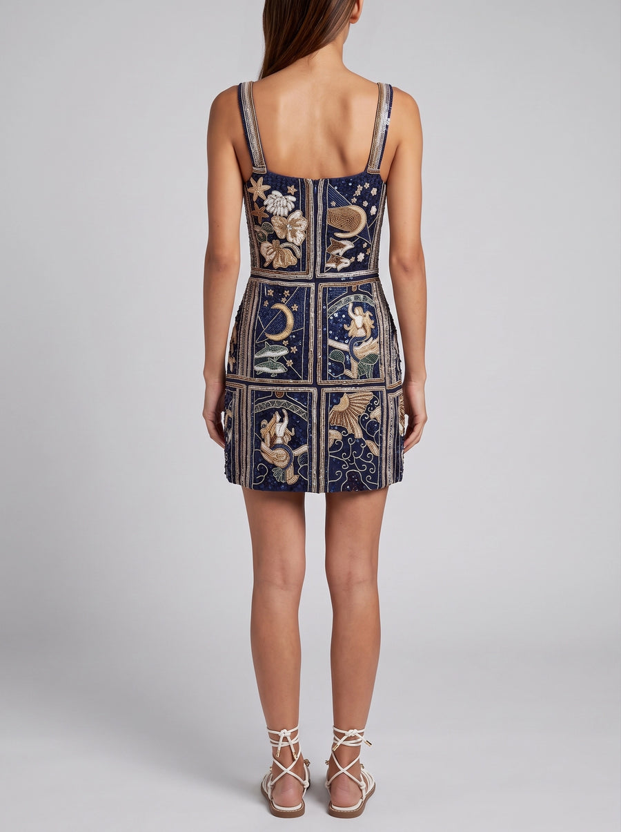 Talia Hand Beaded Multi-Coloured Crystal Party Dress