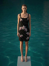 Gala Embellished Black Mini Dress