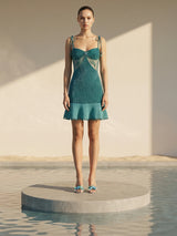 Green Starfish Beaded Mini Dress