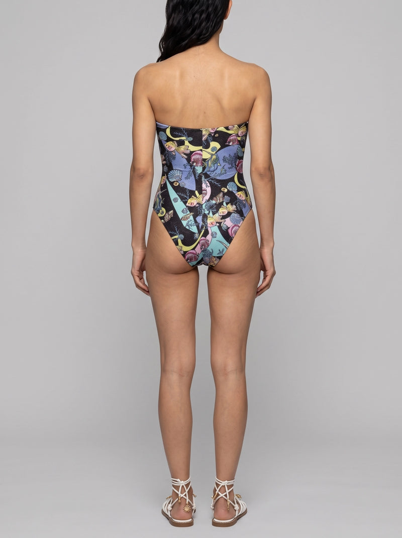 Black Abstract Cut-out Swimsuit
