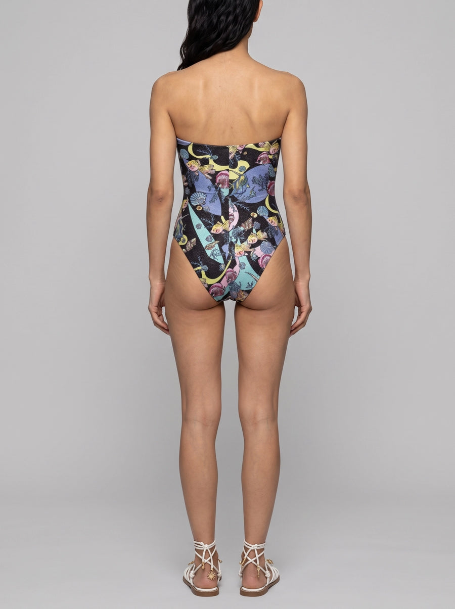 Black Abstract Cut-out Swimsuit