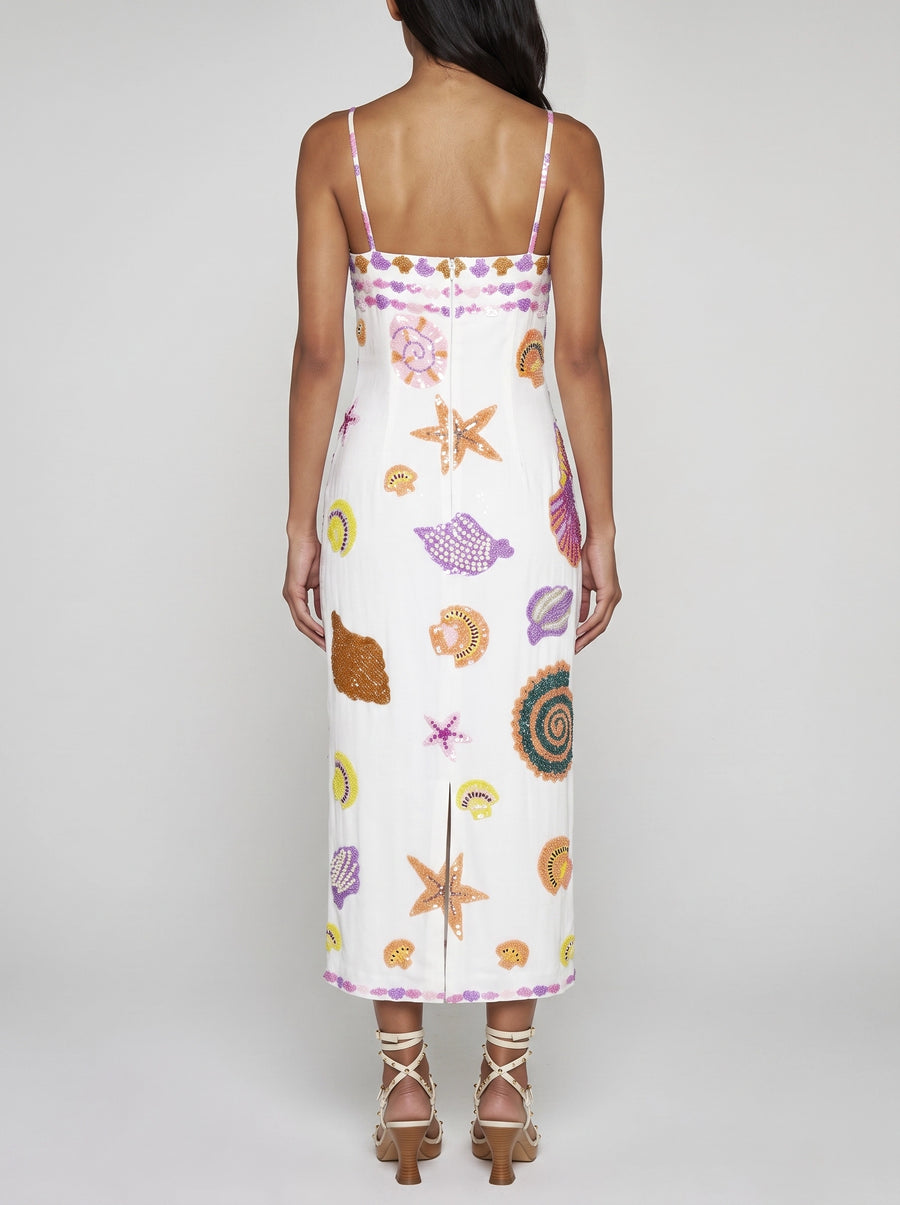 New York Strapped Dress Embroidary Straps in White