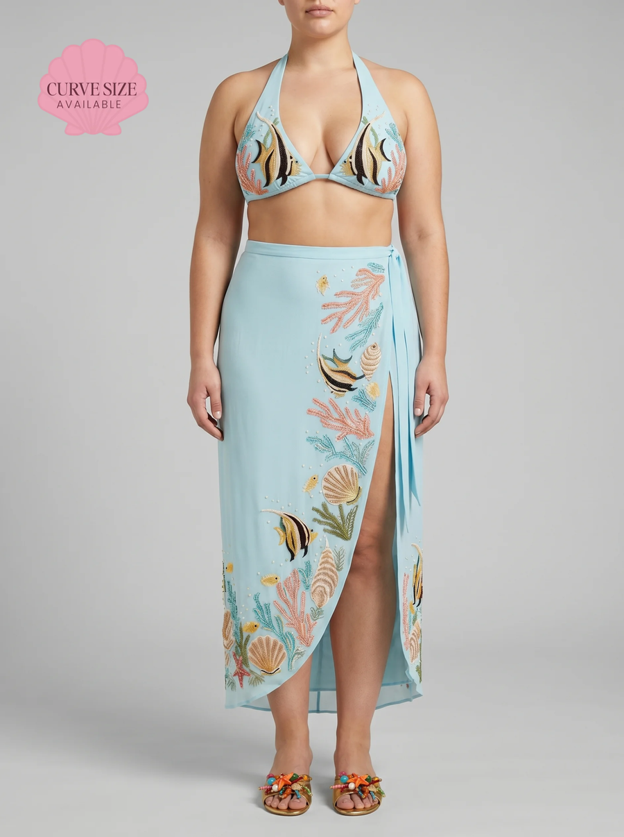Curve Moorish Idol Co-ord Long Skirt Blue