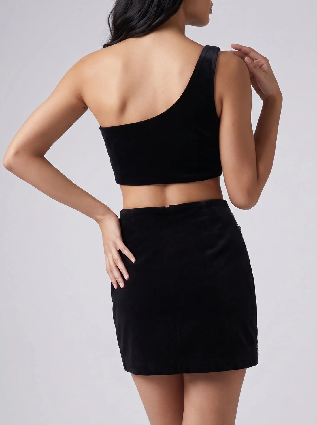 Callie Co-ord One Shoulder Black Top