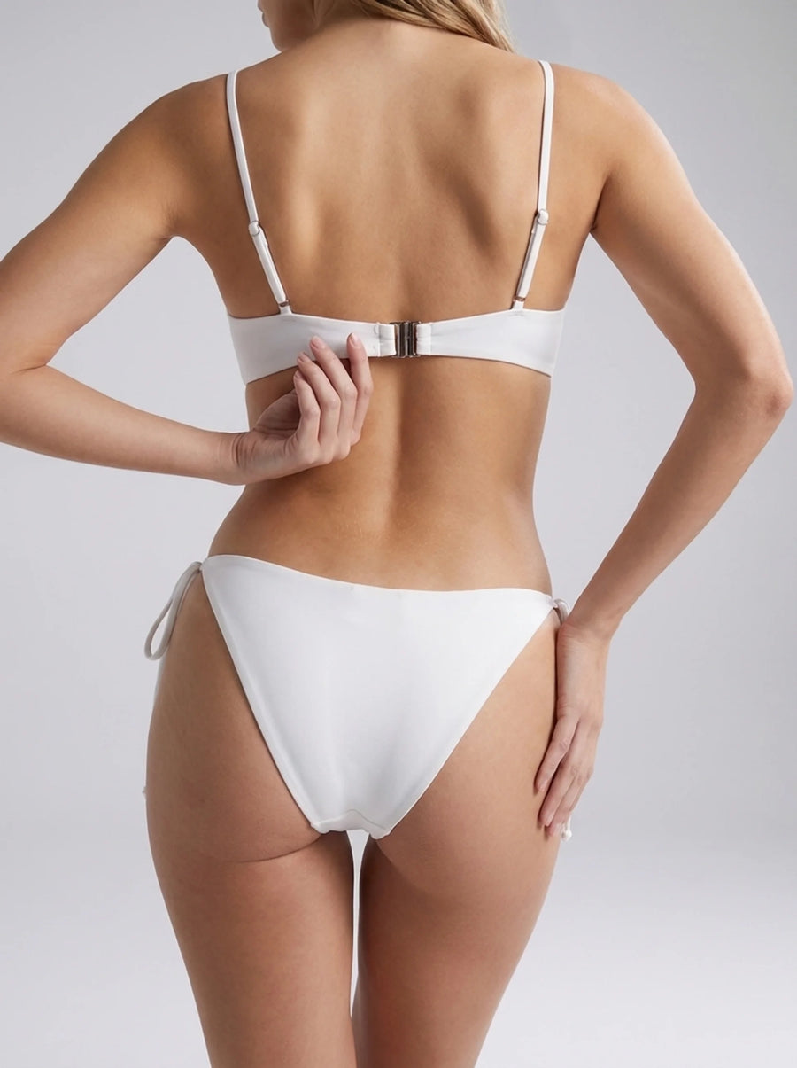 Los Angeles Hand-Embroidered Bikini Top White
