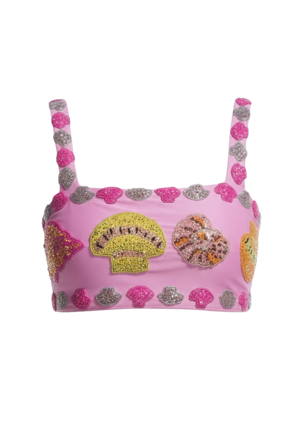 New York Shell Hand-Embroidered Top Pink