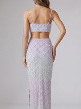 Calliope Luxury Crystal Blue Ombre Co-ord Skirt