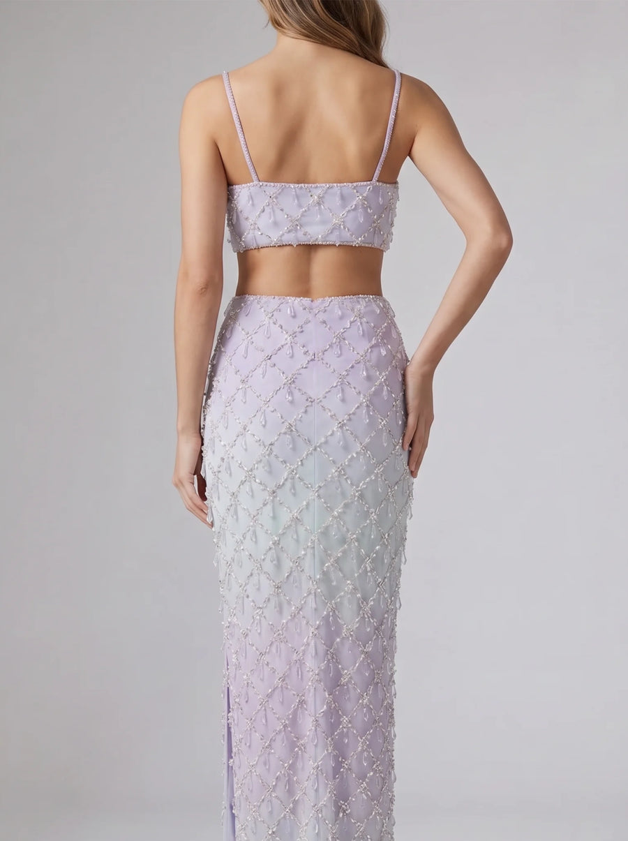 Calliope Luxury Crystal Blue Ombre Co-ord Skirt